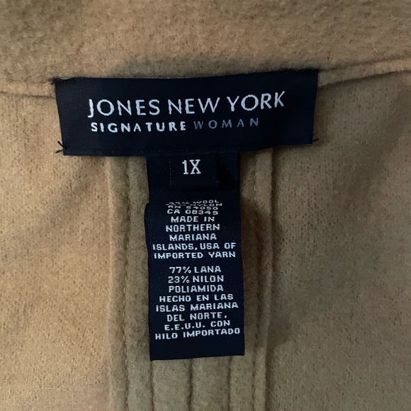 Jones New York Signature Wool Coat Plus Size 1X Artsy Classic Camel Tan Jacket - Picture 3 of 6